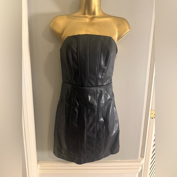 DO+BE | Dresses | Do Be Black Faux Leather Strapless Mini Dress Nwt Size S  | Poshmark